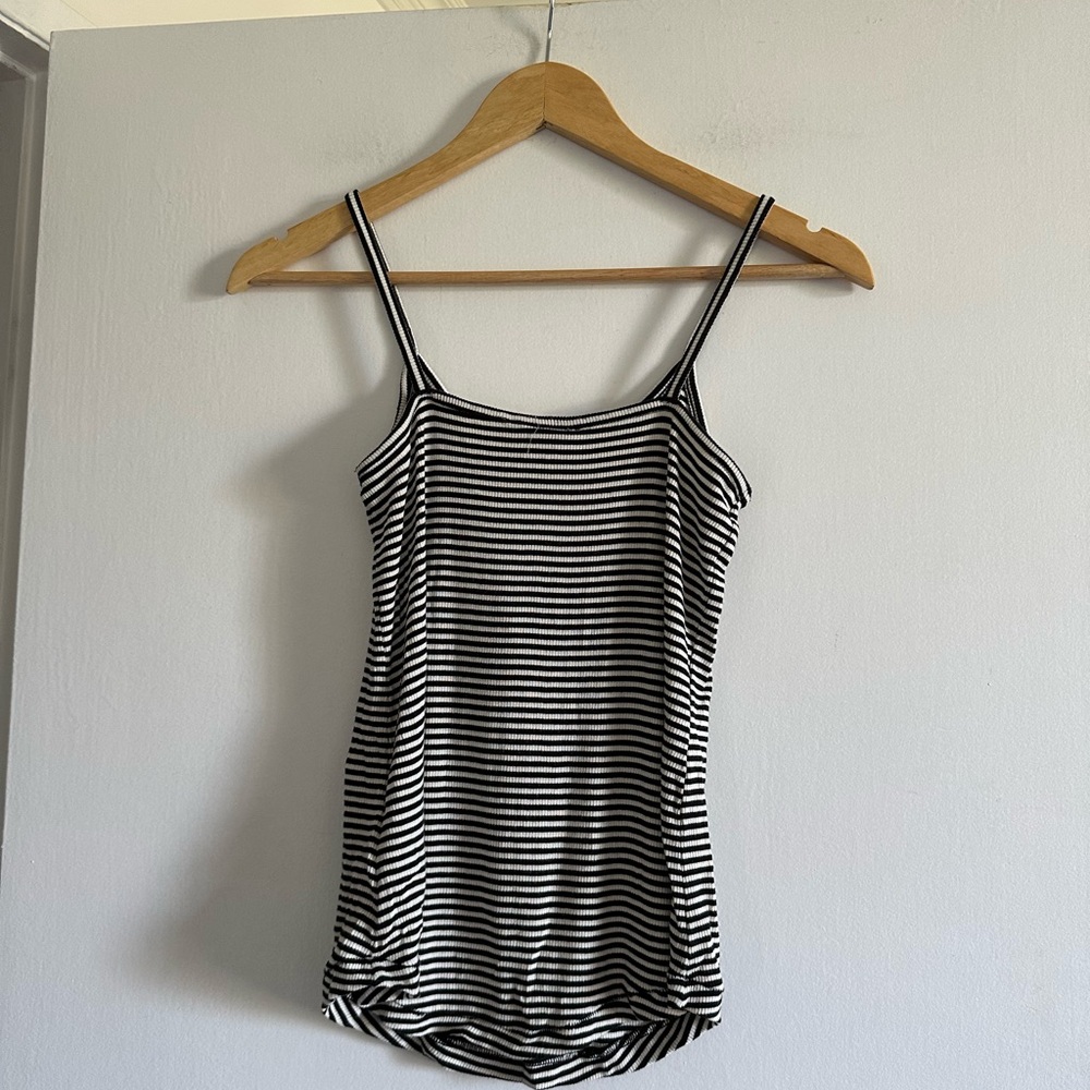 Madewell Black/White Striped Ribbed Pajama Tank Top size XS EUC - Picture 6 of 10